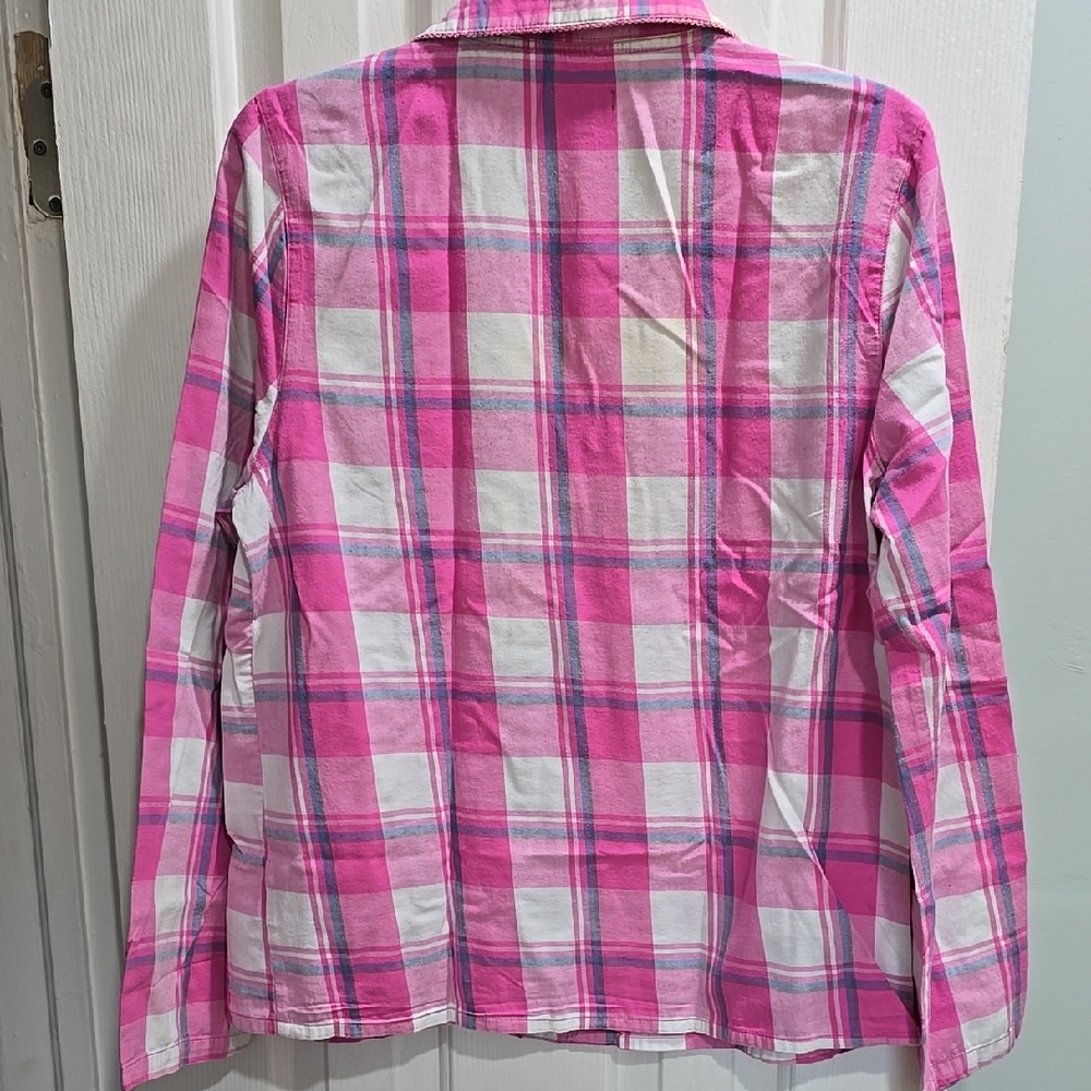 Wild & Free Pink and White Plaid Button-Up Shirt Woman's Size M - Picture 10 of 14